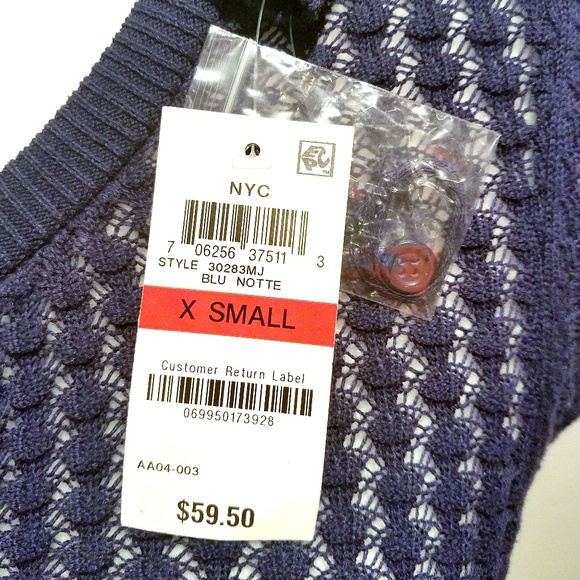 NWT Maison Jules Navy Long Sleeve Sweater size XS - Picture 6 of 8